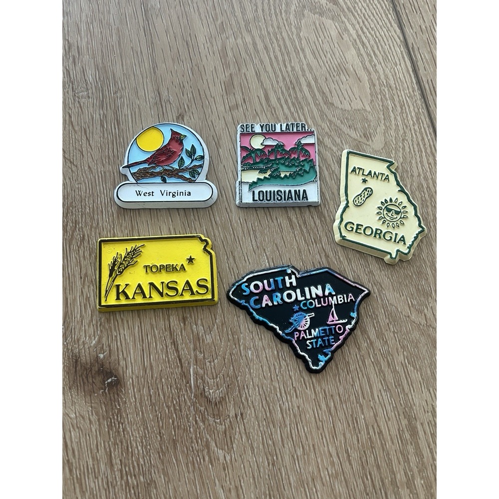 Vintage United States Map Classic Magnets Rubber Plastic Travel Lot Of 5